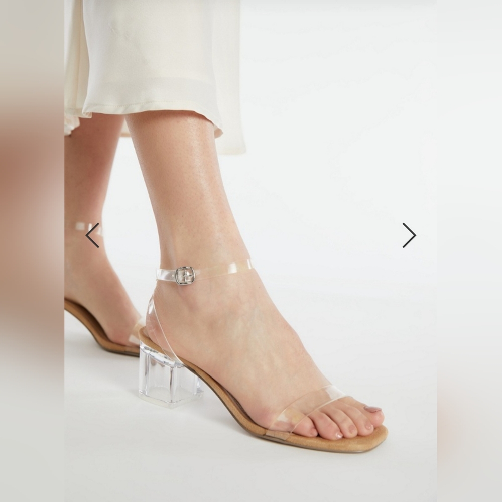 Just Fab Chloe CLEAR Heeled Sandal Size (Brand New)